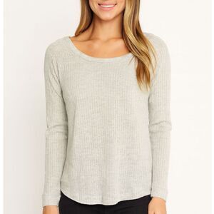 NWT CHASER Stardust Thermal Raglan Tee Cream Gold Metallic Scoop Neck Pullover M